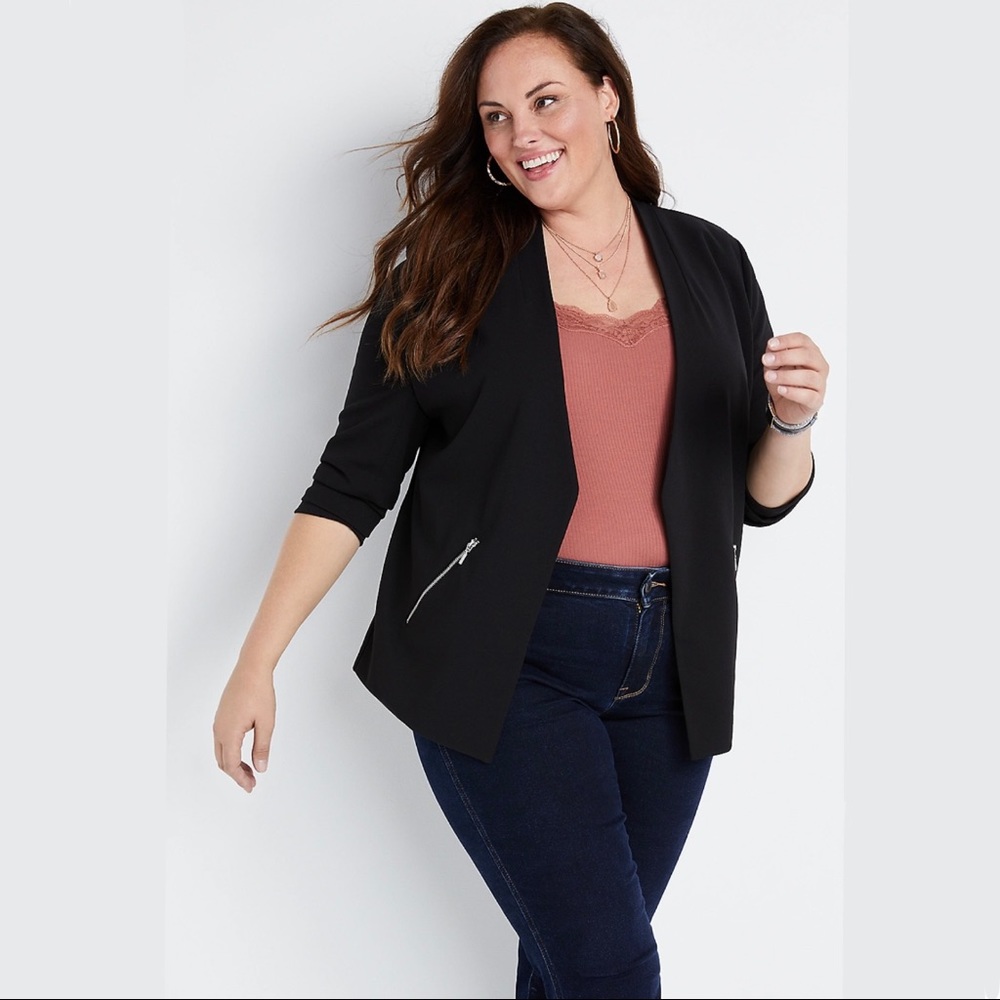 NEW 89th & Madison Black Open Front Blazer Women’s suit jacket plus Size 2X